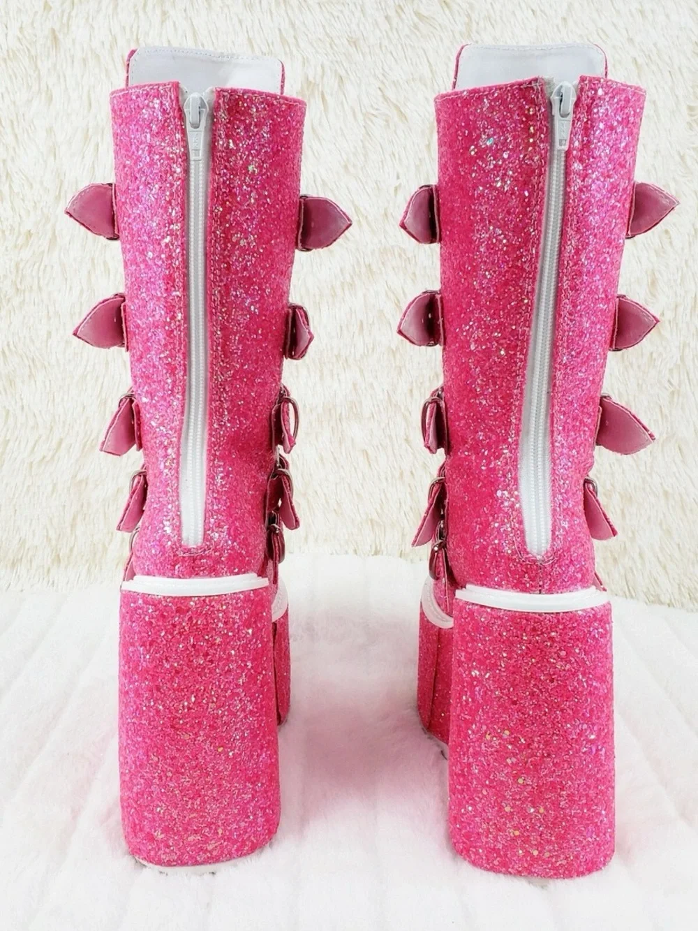 Demonia Pink Glitter Swing-230G Platform Boots Size 7